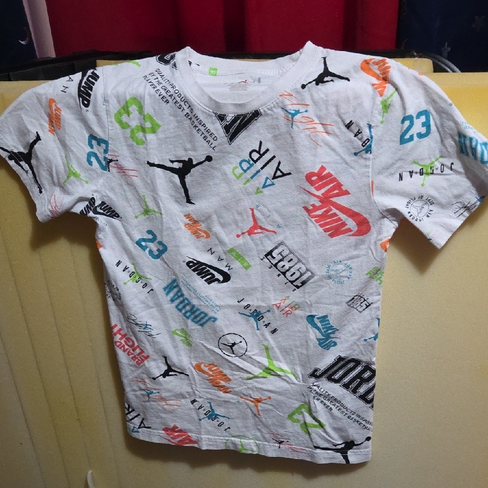 Jordan Teen White Graphic Tee with Multicolor Accents